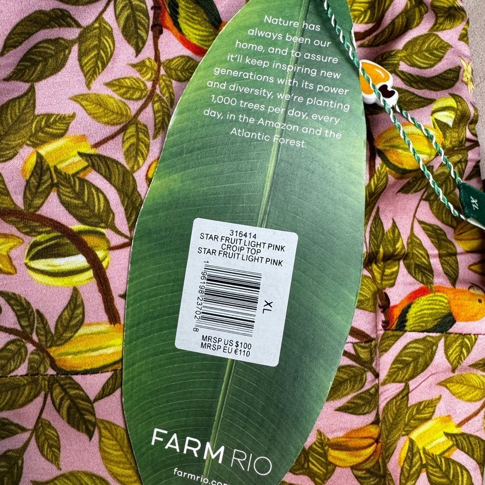 NWT Farm Rio Starfruit Satin Cropped/Bandeau Top Boho Summer | Size XL - Picture 5 of 11